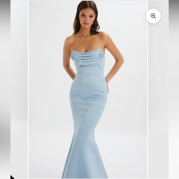 Lavish Alice FREYA BONDED SATIN COWL NECK MAXI DRESS IN DUSTY BLUE - Picture 3 of 4